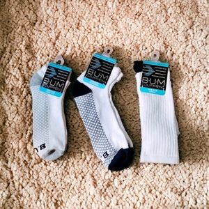 B.U.M. Equipment Sox Mens 3 Pair Size 6-12 Low Cut-Quarter-Crew Black & White